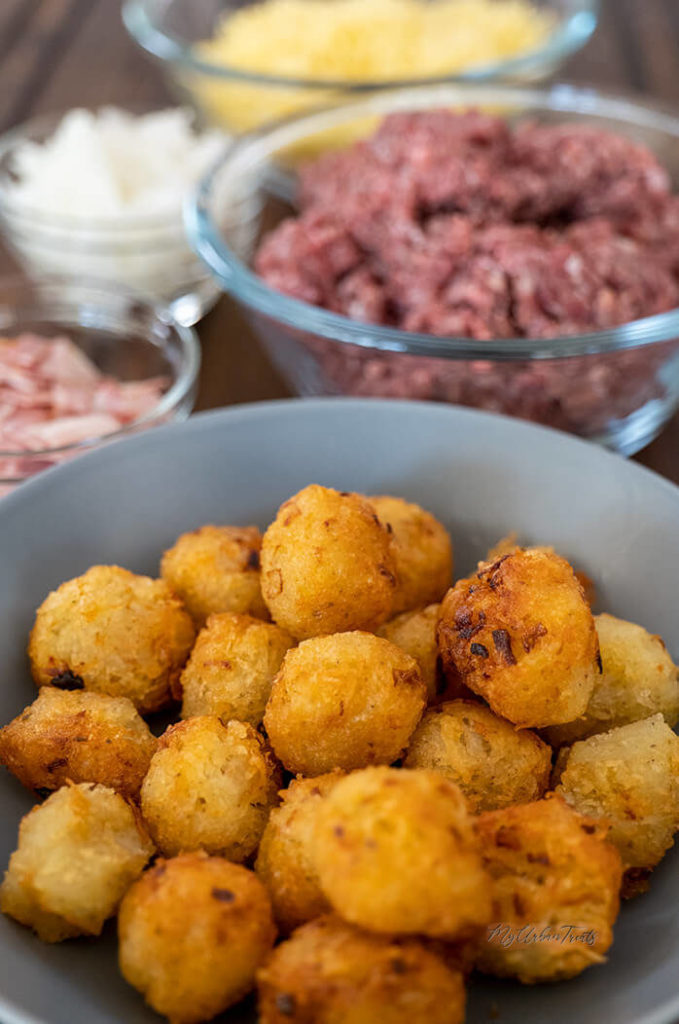 Ingredients for a Bacon Cheeseburger Tater Tot Casserole