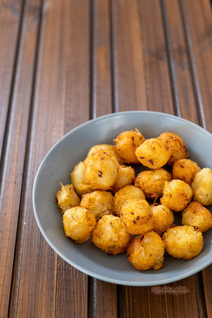 A plate of ready homemade tater tots from our homemade tater tots recipe