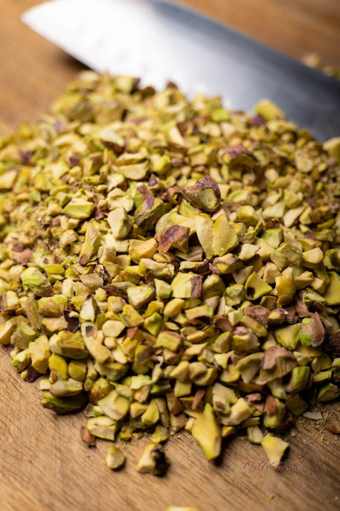 Roughly chopped Pistachios for Layali Lubnan. Lightly toasted for maximum flavour