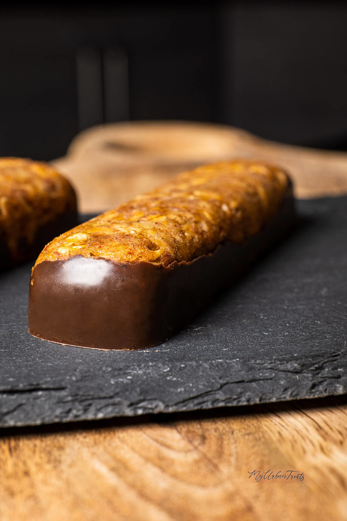 A Healthy Oat Bar on a granite slab,